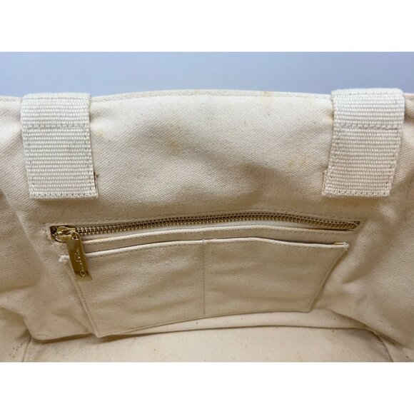 Oscar De La Renta Beige Canvas Floral Tote Bag - Picture 9 of 12